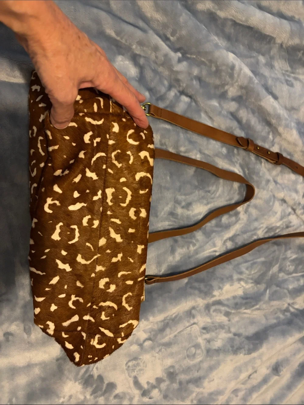 Madewell Brown and White Leopard-Print Tote with Adjustable Strap